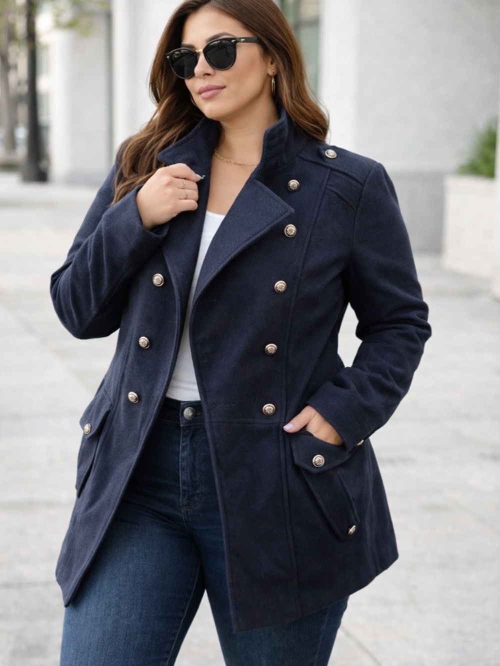 torrid Navy Double-Breasted Pea Coat